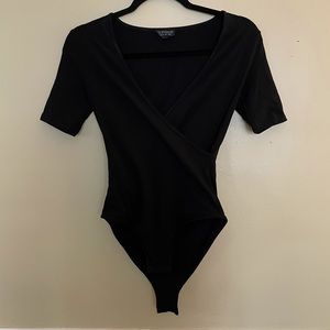 TOPSHOP Women’s Black Deep V Neck Bodysuit